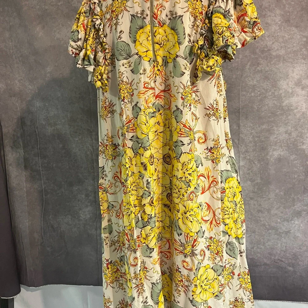 Free People Floral Yellow‎ Short Dress XS